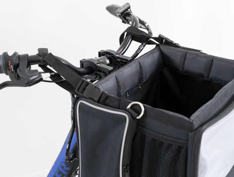 Hundefahrradkorb Front-Box für vorne mit Außentaschen und Schultergurt