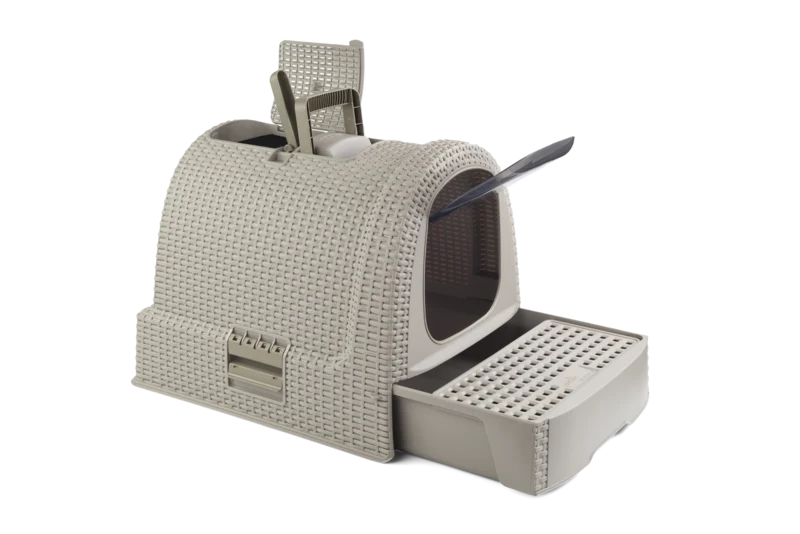 Curver Misty Katzentoilette in Rattanoptik mit Schublade