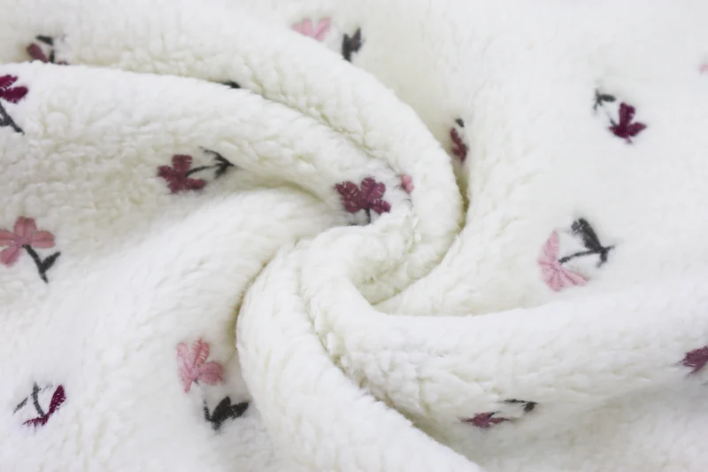 Teddy Stoff Jacquard Embroidered Flowers