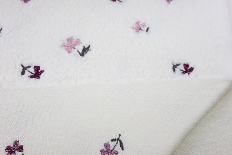 Teddy Stoff Jacquard Embroidered Flowers