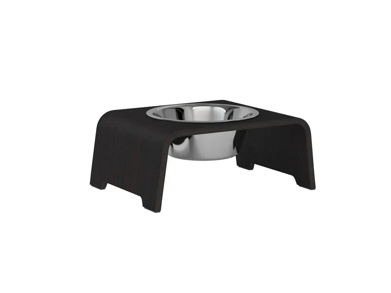 dogBar® Single Hundenapf | Edelstahl | Eiche dunkel | 3 Größen
