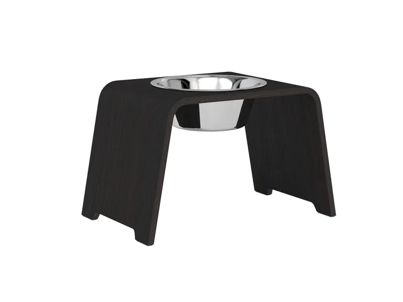 dogBar® Single Hundenapf | Edelstahl | Eiche dunkel | 3 Größen