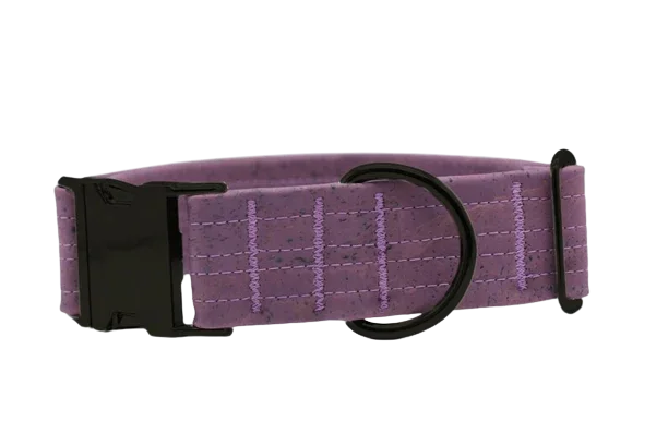 Hundehalsband mit Klickverschluss | Korkleder | Umweltfreundlich | Robust & Vegan | Flieder/Schwarz