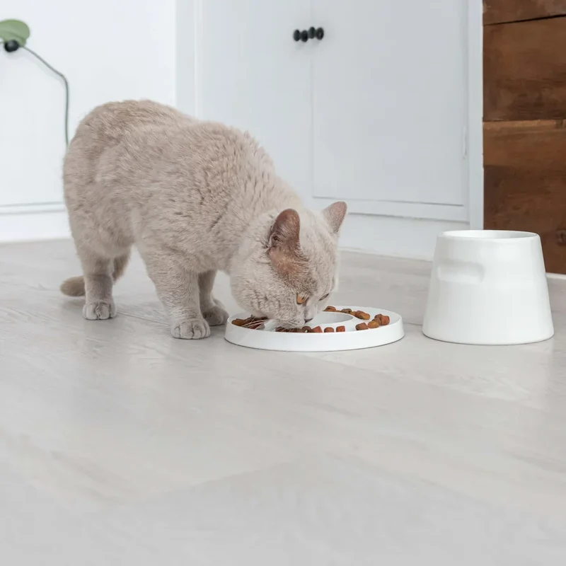 Katzennapf "Slowfeeder" von HOOPO® | 100% Porzellan | Weiß