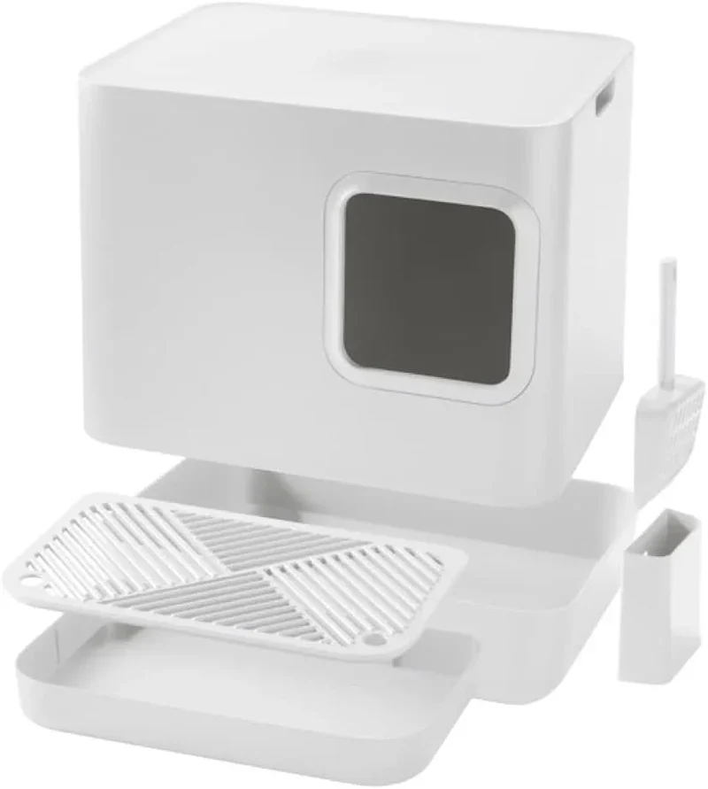 Nachhaltige Katzentoilette HOOPO® DOME PLUS | 100% recycelt | Weiss
