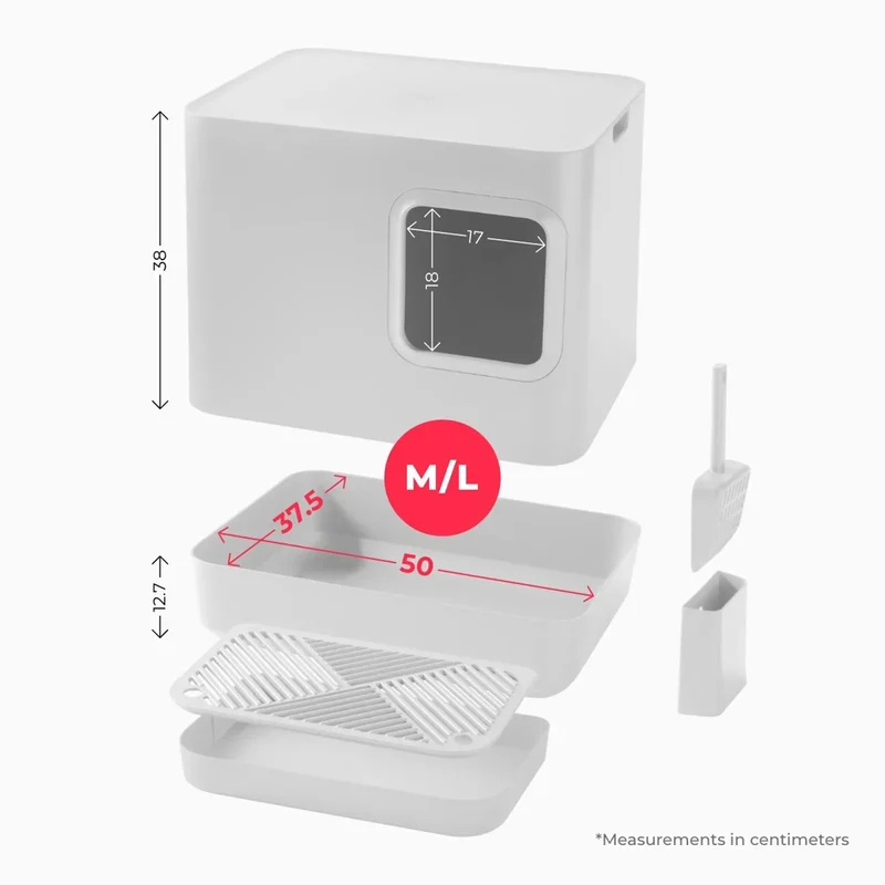 Nachhaltige Katzentoilette HOOPO® DOME PLUS | 100% recycelt | Weiss
