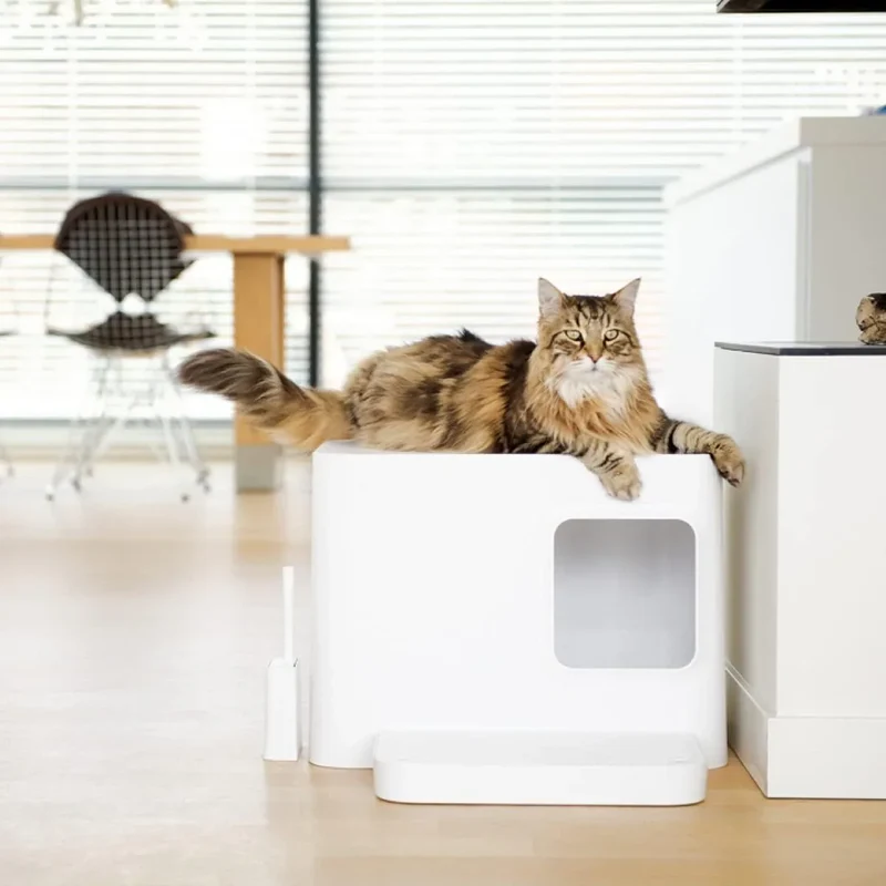 Nachhaltige Katzentoilette HOOPO® DOME PLUS | 100% recycelt | Weiss