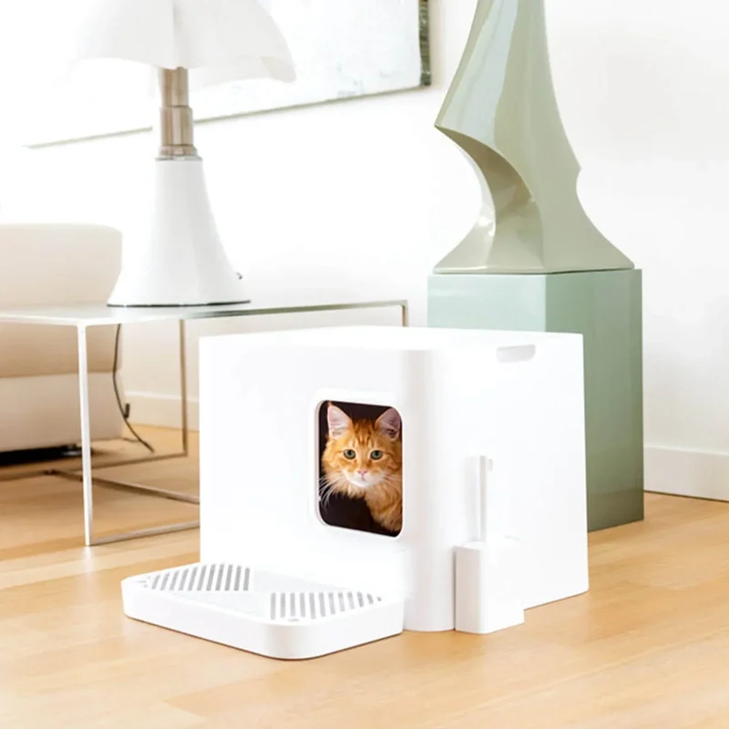 Nachhaltige Katzentoilette HOOPO® DOME PLUS | 100% recycelt | Weiss