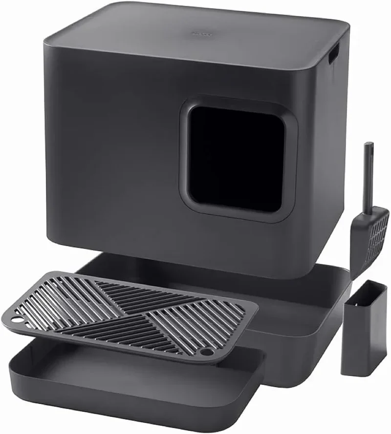 Nachhaltige Katzentoilette HOOPO® DOME PLUS | 100% recycelt | Grau