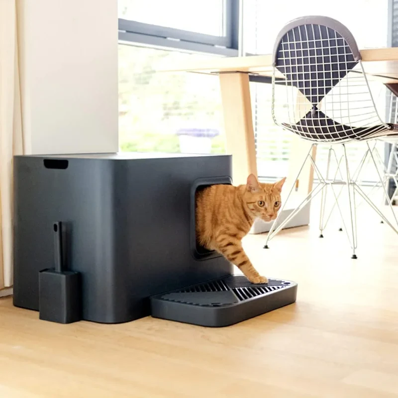 Nachhaltige Katzentoilette HOOPO® DOME PLUS | 100% recycelt | Grau