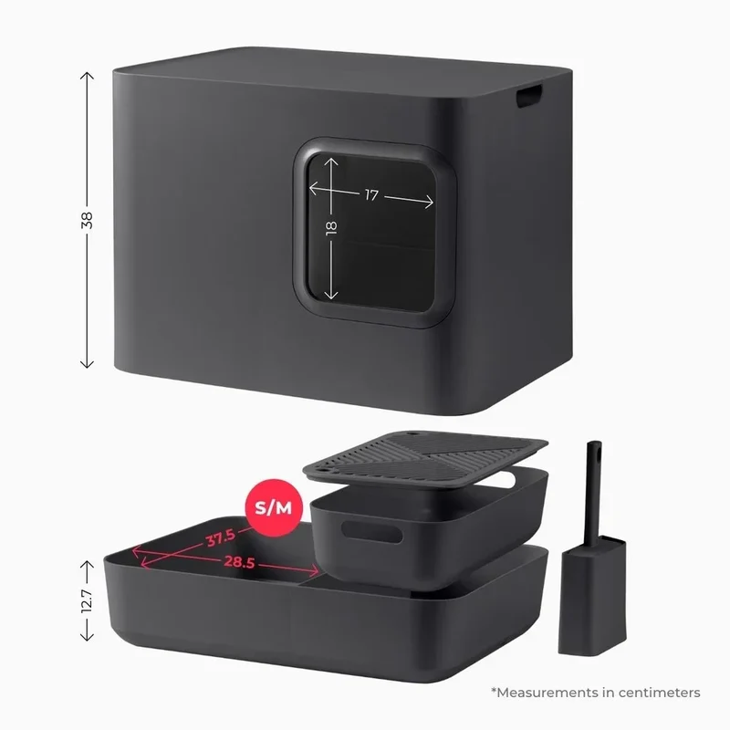 Nachhaltige Katzentoilette HOOPO® DOME | 100% recycelt | Grau
