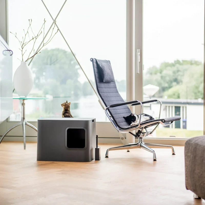 Nachhaltige Katzentoilette HOOPO® DOME | 100% recycelt | Grau