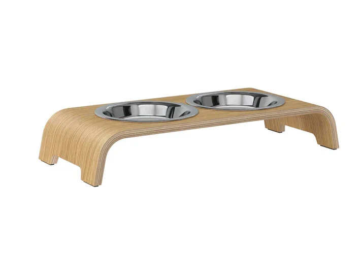 Futterstation catBar® | Edelstahl | Eiche hell | Holz aus zertifizierter Forstwirtschaft