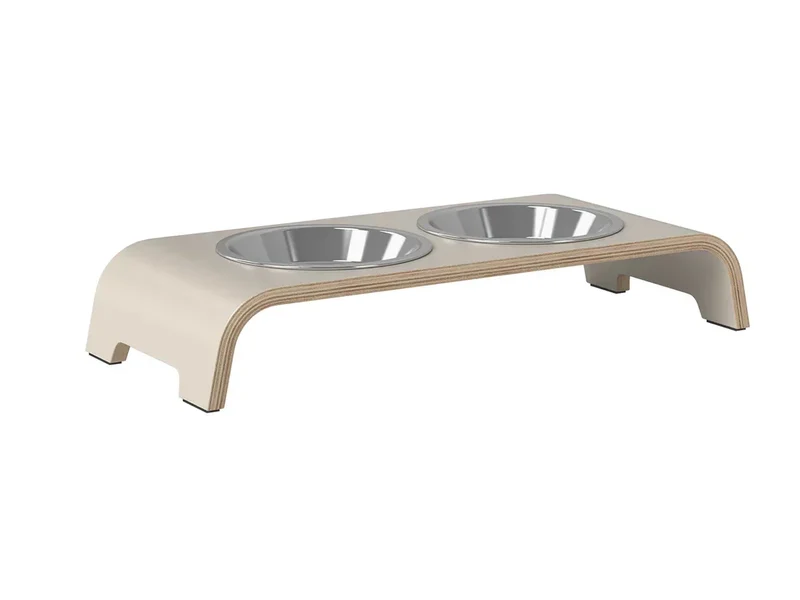 Futterstation catBar® | Edelstahl | Cashmere grey | Holz aus zertifizierter Forstwirtschaft