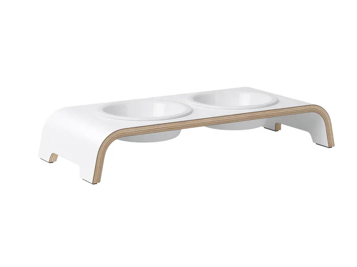 Futterstation catBar® | Porzellan | Weiss | Holz aus zertifizierter Forstwirtschaft