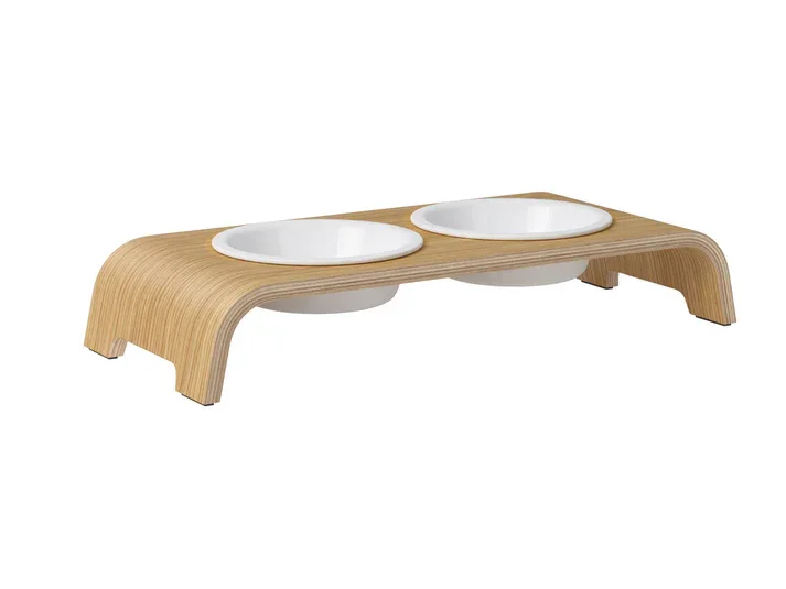 Futterstation catBar® | Porzellan | Eiche hell | Holz aus zertifizierter Forstwirtschaft