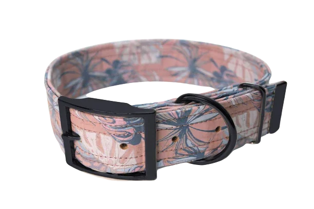 Hundehalsband mit Dornschnalle | Korkleder | Umweltfreundlich | Robust & Vegan | Monstera/Schwarz