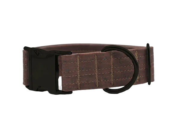 Hundehalsband mit Klickverschluss | Korkleder | Umweltfreundlich | Robust & Vegan | Braun/Schwarz