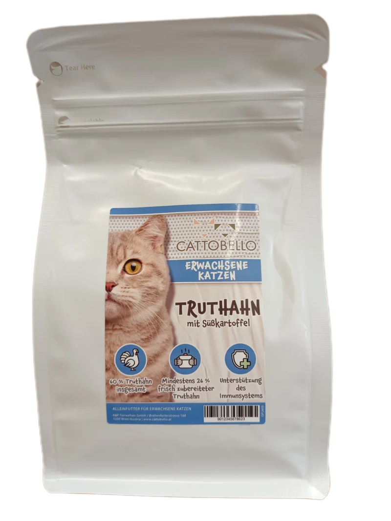 Cattobello Truthahn mit Süßkartoffeln für Katzen Adult