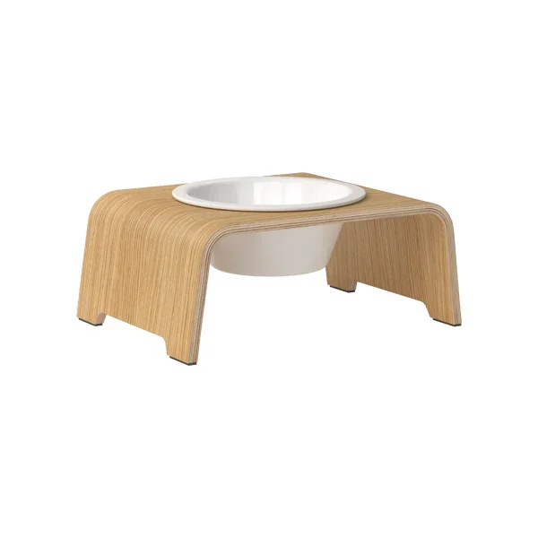 dogBar® Single Hundenapf | Porzellan | Eiche hell | 3 Größen