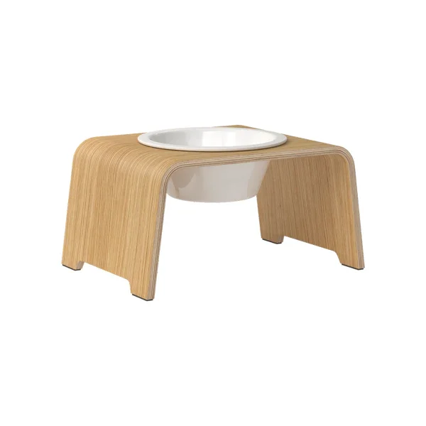 dogBar® Single Hundenapf | Porzellan | Eiche hell | 3 Größen