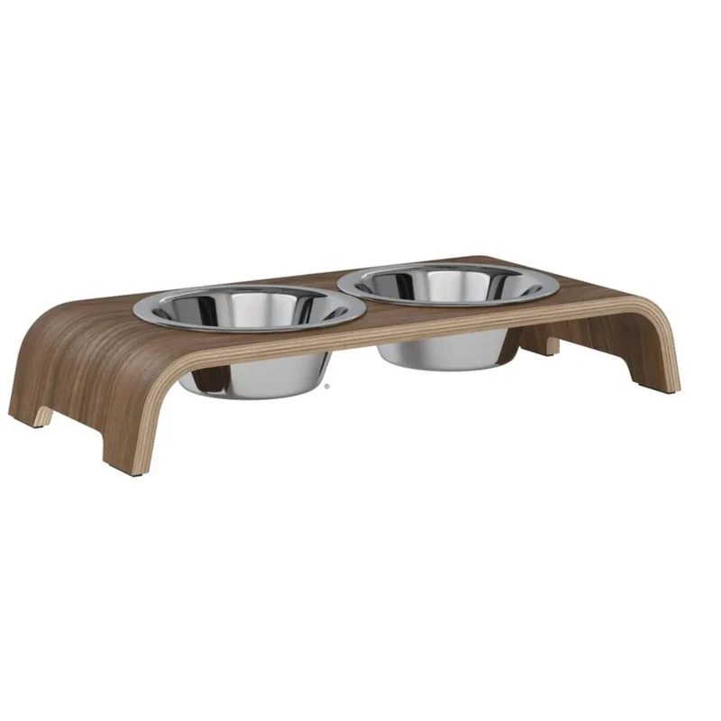 Futterstation dogBar® für Hunde | Edelstahl | Nussbaum | NEU: 6 Größen