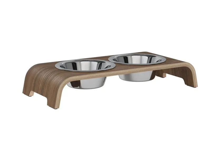 Futterstation dogBar® für Hunde | Edelstahl | Nussbaum | NEU: 6 Größen