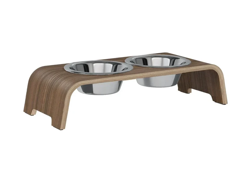 Futterstation dogBar® für Hunde | Edelstahl | Nussbaum | NEU: 6 Größen