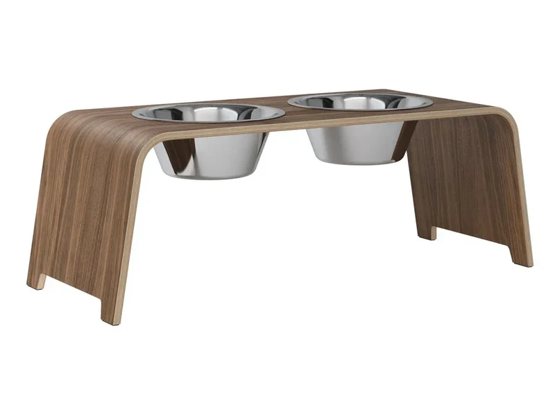 Futterstation dogBar® für Hunde | Edelstahl | Nussbaum | NEU: 6 Größen