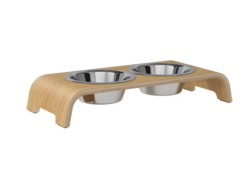 Futterstation dogBar® für Hunde | Edelstahl | Eiche hell | NEU: 6 Größen