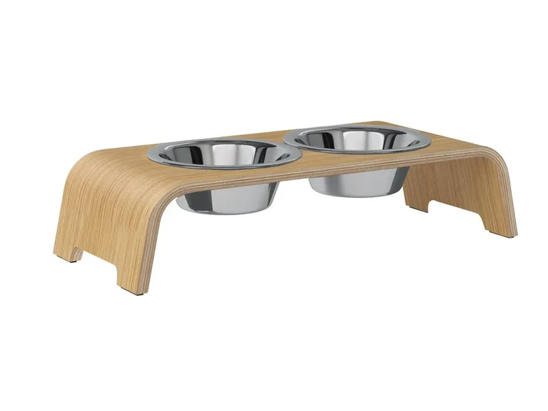 Futterstation dogBar® für Hunde | Edelstahl | Eiche hell | NEU: 6 Größen