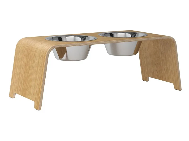 Futterstation dogBar® für Hunde | Edelstahl | Eiche hell | NEU: 6 Größen