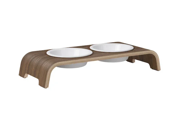 Futterstation dogBar® für Hunde | Porzellan | Nussbaum | NEU: 6 Größen
