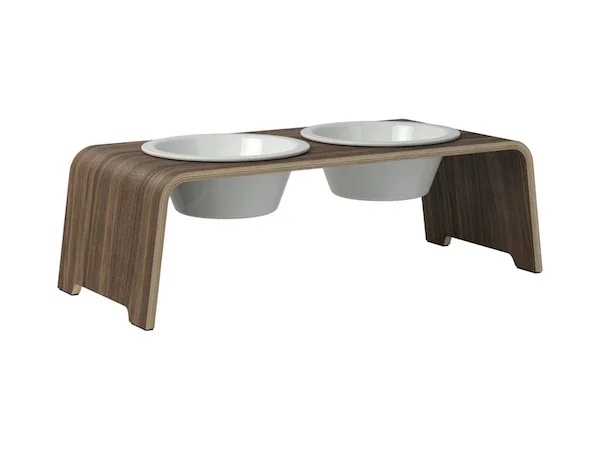 Futterstation dogBar® für Hunde | Porzellan | Nussbaum | NEU: 6 Größen