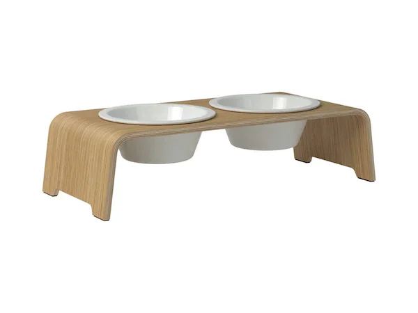 Futterstation dogBar® für Hunde | Porzellan | Eiche hell | NEU: 6 Größen