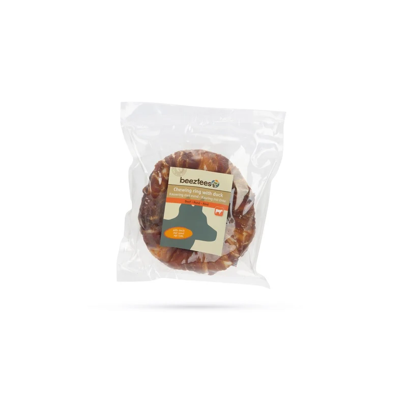 Beeztees Hundesnack Rinderhaut Ring mit Ente