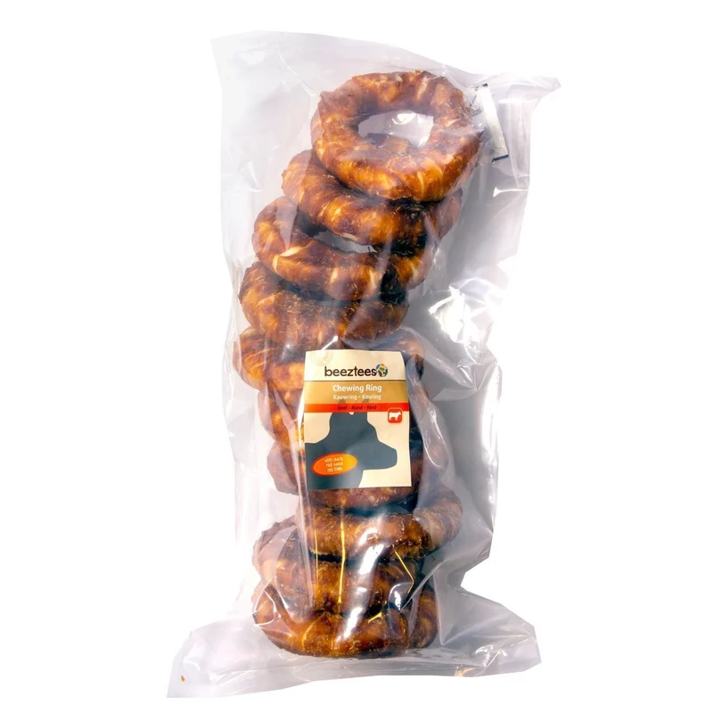 Beeztees Hundesnack Rinderhaut Ring mit Ente
