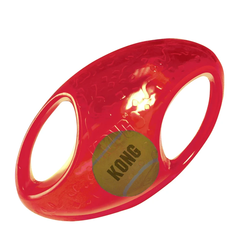 KONG Jumbler – 2-in-1 Hundespielzeug mit Tennisball & Quietscher | Ball & Football