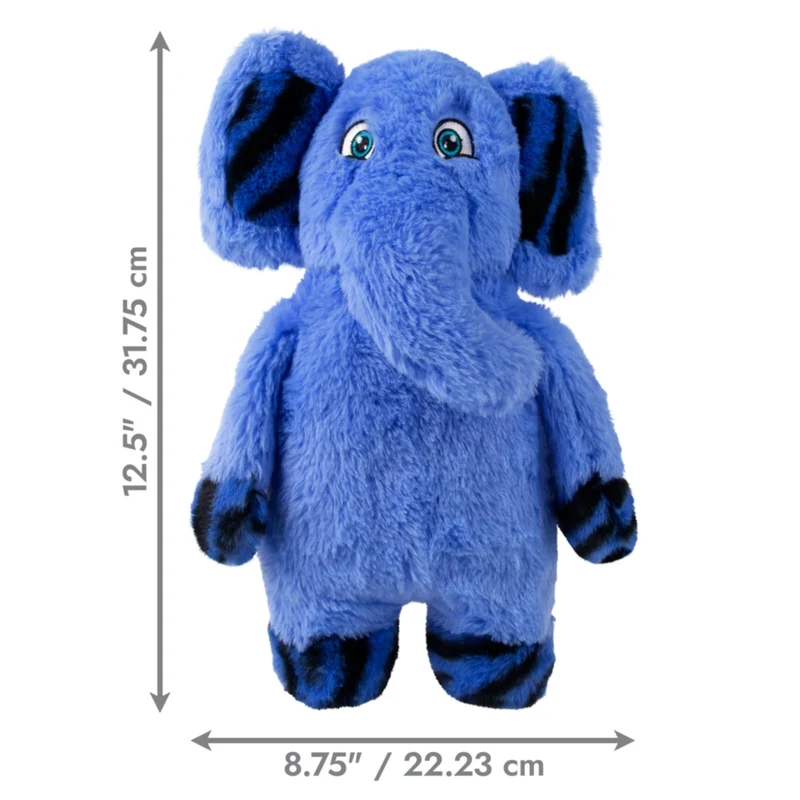 KONG Jungle Jamz Elefant – Plüsch-Hundespielzeug mit Quietscher, Rassel & Knister