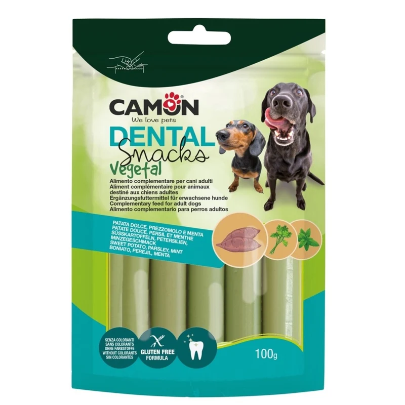 CAMON Veggie Snack Sticks Süßkartoffel, Petersilie & Minze – Dental-Snack für Hunde