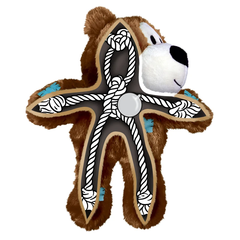 KONG Wild Knots Sport Bear Schiedsrichter – Plüsch-Hundespielzeug mit Seilskelett & Quietscher
