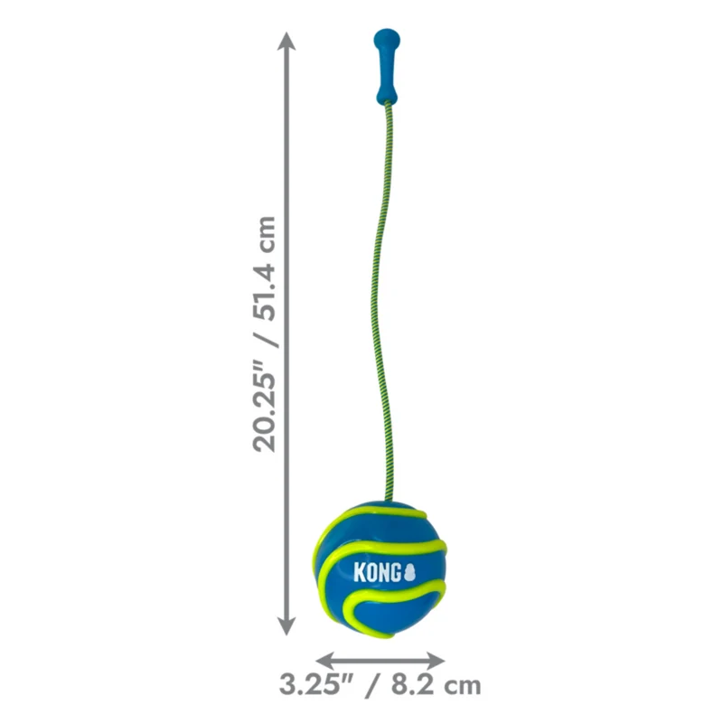 KONG Bunji High-Viz Ball – Leuchtender Hundeball mit Bungee-Seil & schwimmfähig