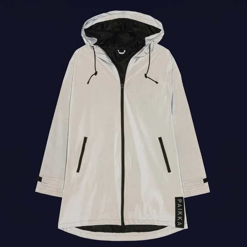 PAIKKA Human Visibility Raincoat Lite Taupe – reflektierende Damen-Regenjacke