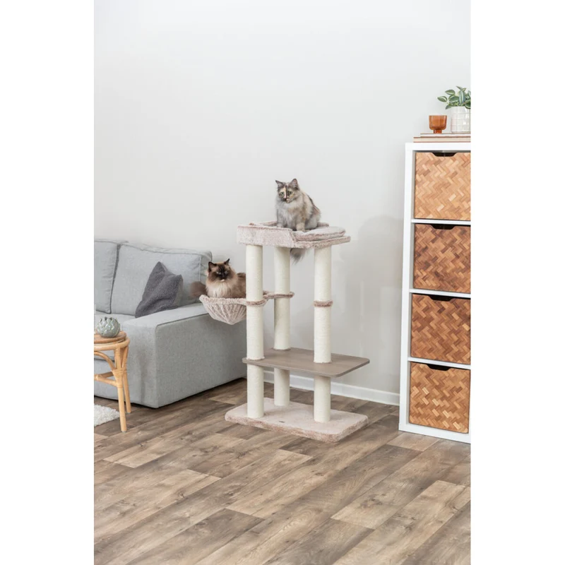 TRIXIE Kratzbaum Sienna – Moderner und Großer Kratzbaum in Holzoptik für Katzen