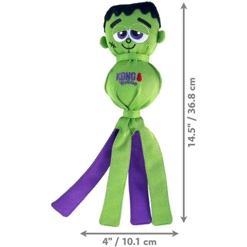 KONG Halloween Wubba Ballistic Zerrspielzeug für Hunde – Frankenstein & Kürbis Größe L