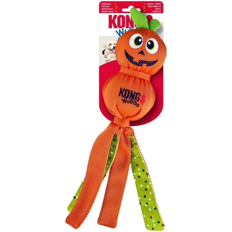 KONG Halloween Wubba Ballistic Zerrspielzeug für Hunde – Frankenstein & Kürbis Größe L