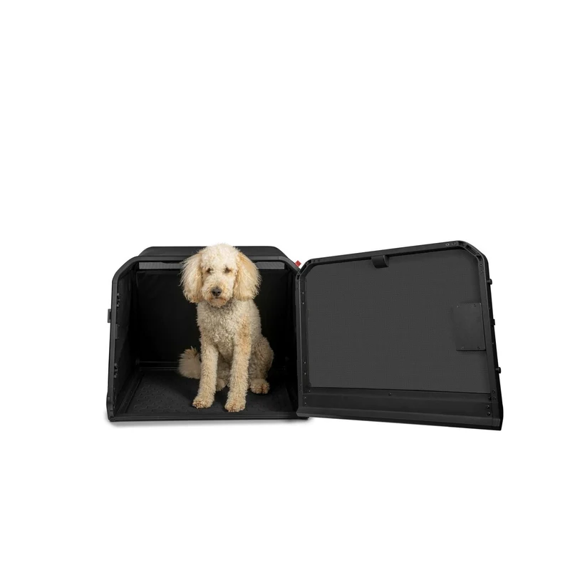 1one1 Hundetransportbox Origami – klappbar per Knopfdruck, Aluminium, S–XL