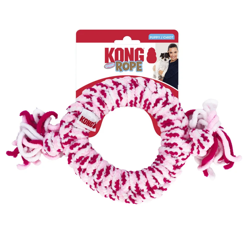 KONG Rope Ring Puppy – Seilring-Welpenspielzeug mit Quietscher | zahnschonend