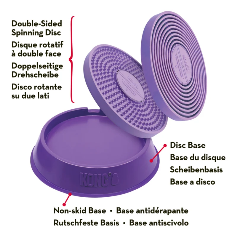 KONG Licks Spinz – Drehende Schleckmatte für Hunde & Katzen | BPA-frei | S & L