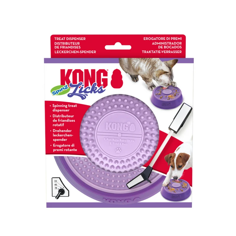 KONG Licks Spinz – Drehende Schleckmatte für Hunde & Katzen | BPA-frei | S & L